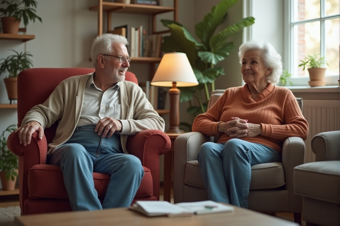 older couple in living room chairs
